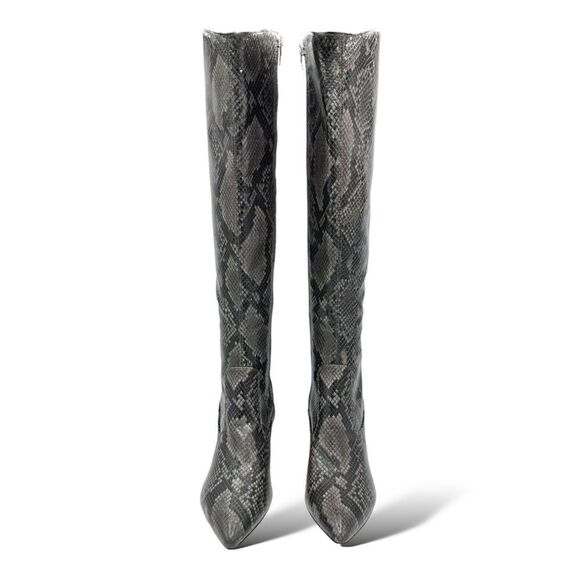 Marc‎ Fisher Women's Retie 2  Gray Leather Snake Skin Look Boots 8M US - Picture 5 of 14